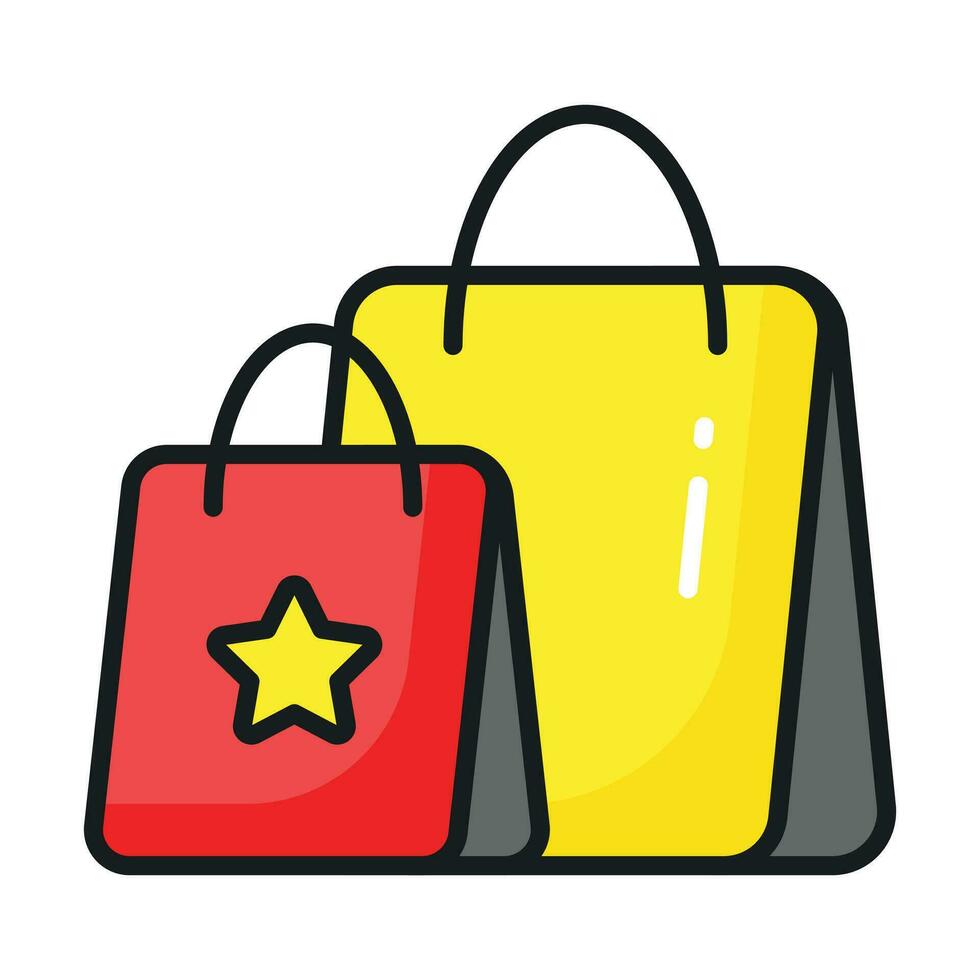 Trendy design of shopping bags for websites and apps, vector