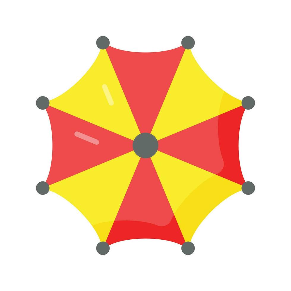 An umbrella icon represents protection from rain or sun, modern vector of sunshade