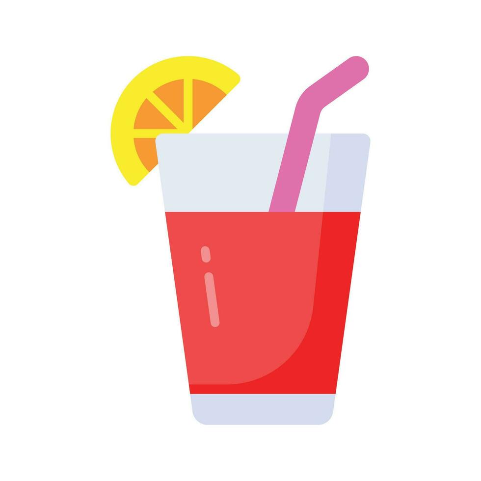 A glass of fresh drink with piece of lemon showing concept icon of summer drink vector