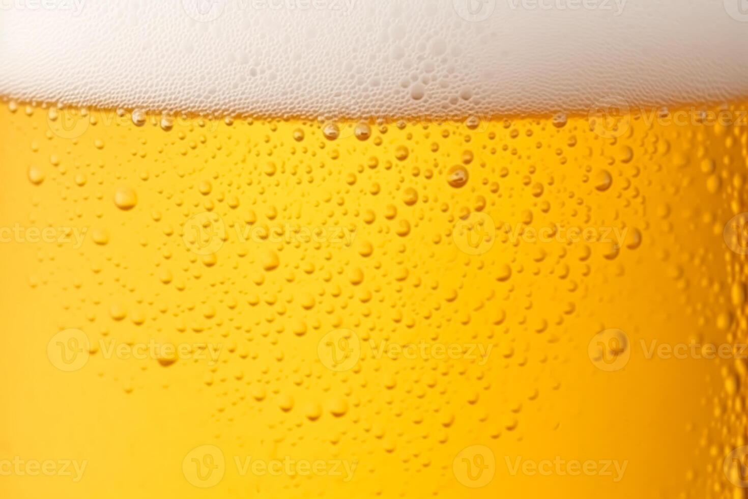 Close-up glass of cold beer with foam as texture and background, post-processed, photo