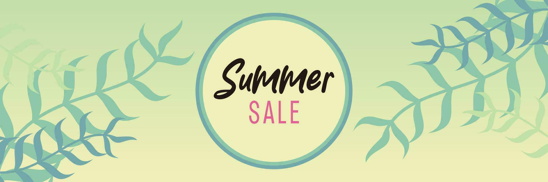 summer sale background, gradient color with leaf ornament. vector for banners, greeting cards, posters, presentations, flyers, social media.