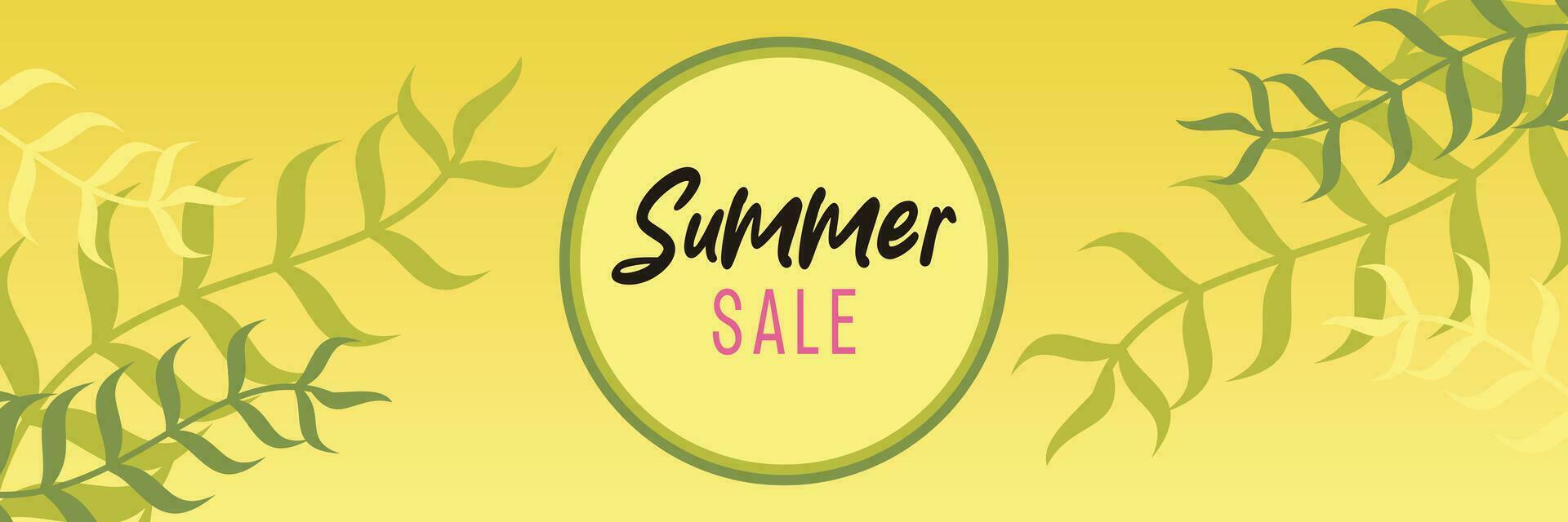summer sale background, gradient color with leaf ornament. vector for banners, greeting cards, posters, presentations, flyers, social media.