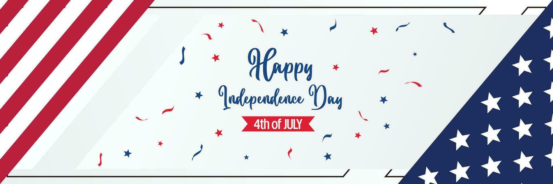 happy american independence day background, with flag decoration. vector design for banner, greeting card, brochure, web, social media.