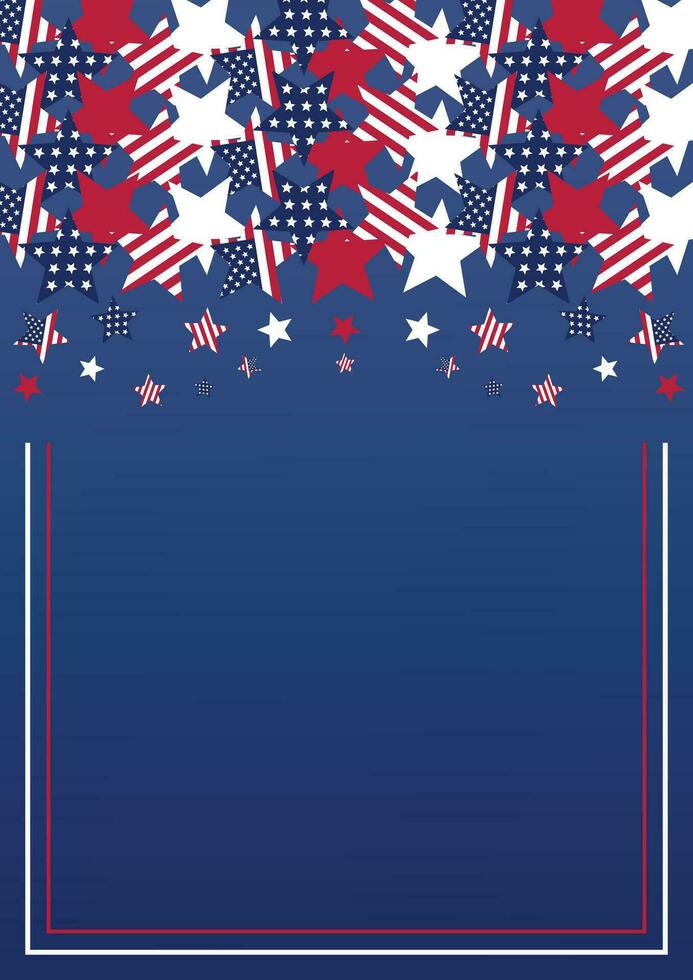 american independence day background, with stars decoration. vector design for banner, greeting card, presentation, brochure, web, social media.