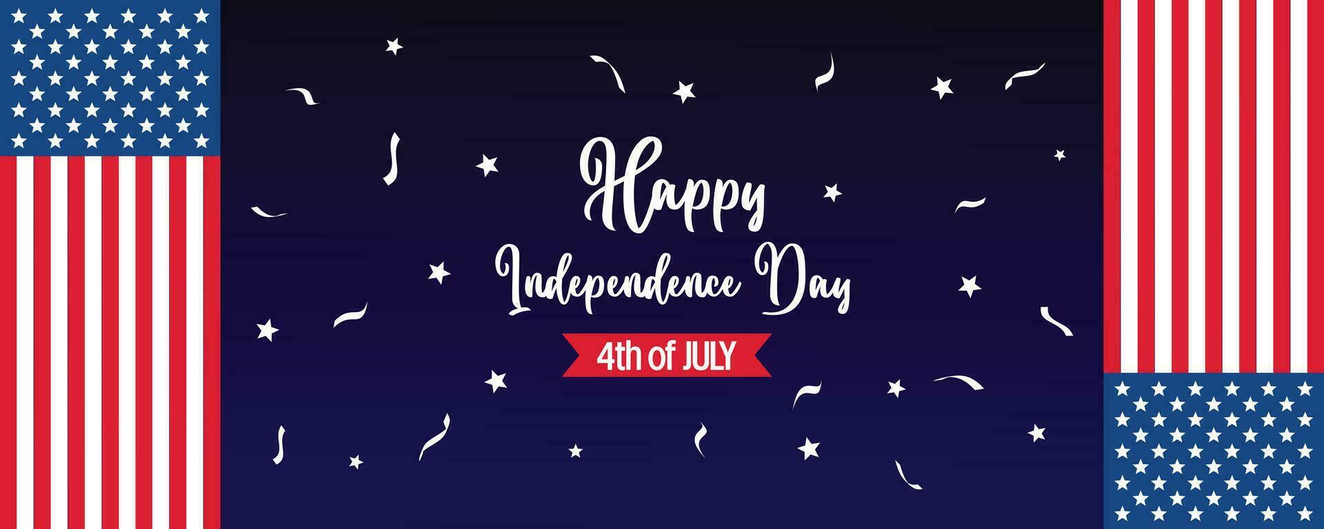 happy american independence day background, with flag decoration. vector design for banner, greeting card, brochure, web, social media.