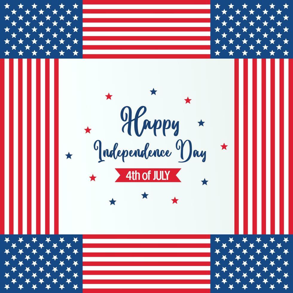 happy american independence day background, with flag decoration. vector design for banner, greeting card, brochure, web, social media.