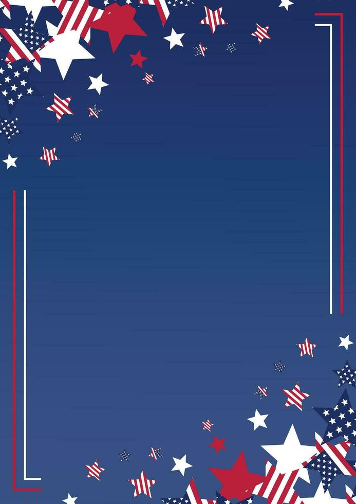american independence day background, with stars decoration. vector design for banner, greeting card, presentation, brochure, web, social media.
