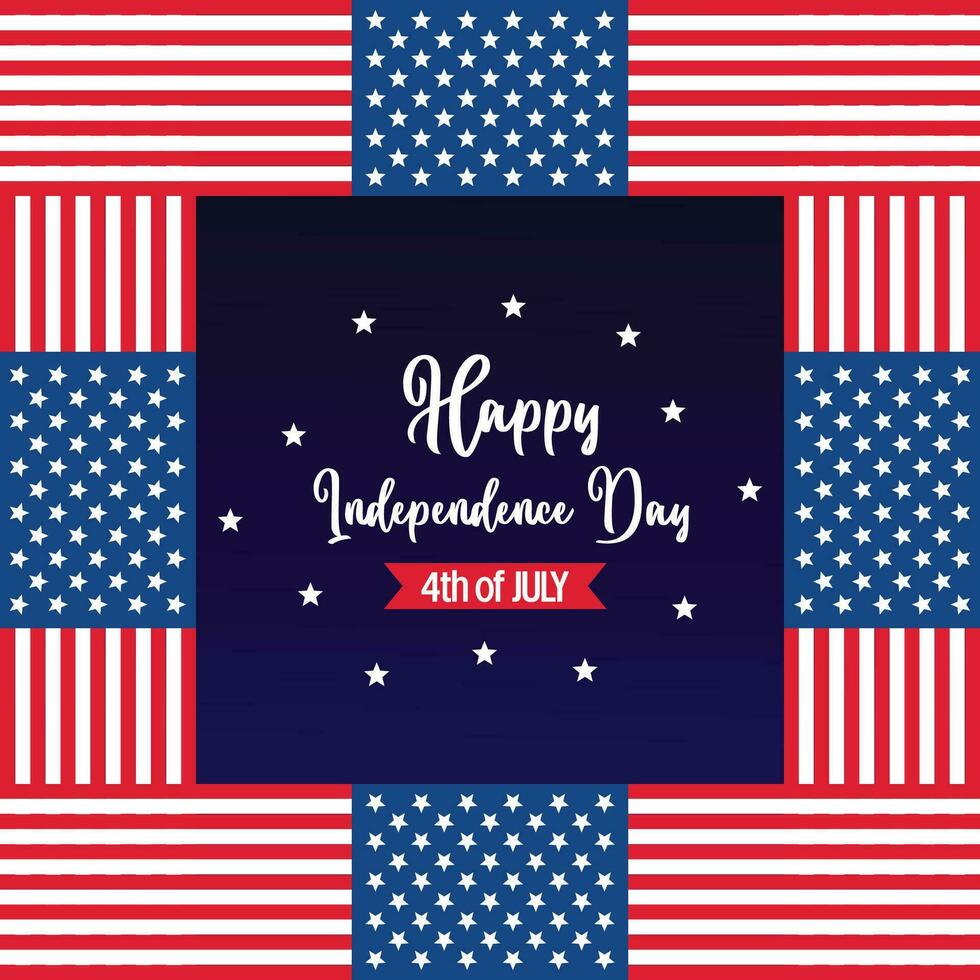 happy american independence day background, with flag decoration. vector design for banner, greeting card, brochure, web, social media.