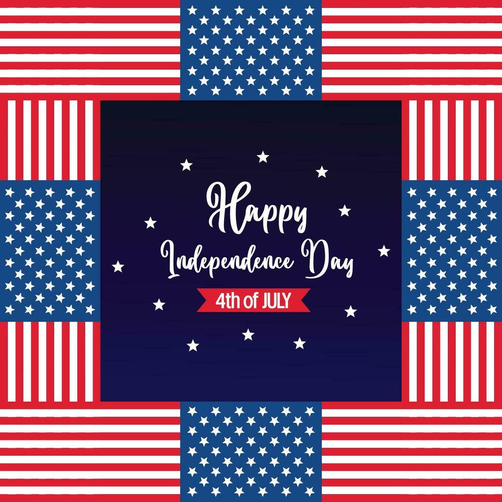 happy american independence day background, with flag decoration. vector design for banner, greeting card, brochure, web, social media.