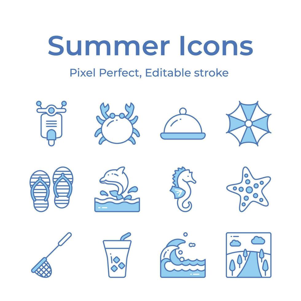 Bring the joy of summer to your projects with a delightful assortment of seaside inspired icons vector