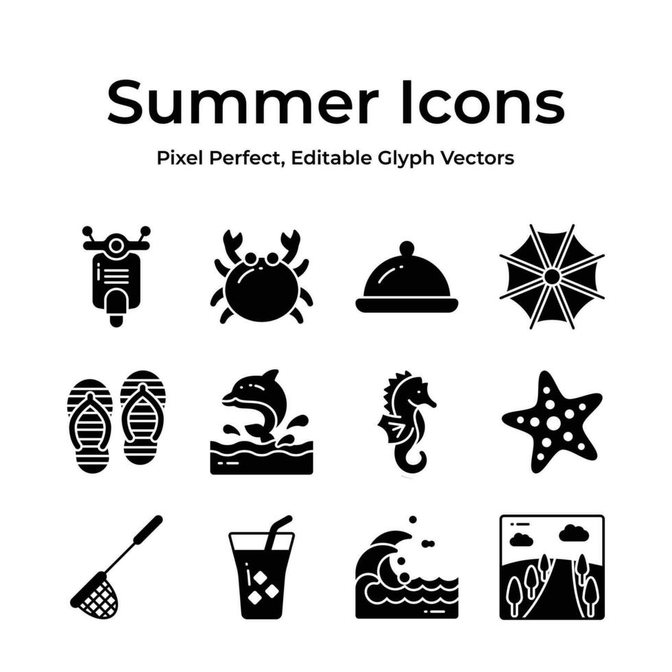 Bring the joy of summer to your projects with a delightful assortment of seaside inspired icons vector