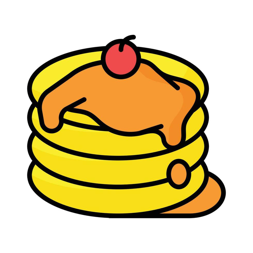Premium vector of pancake with melted butter and cherry on top