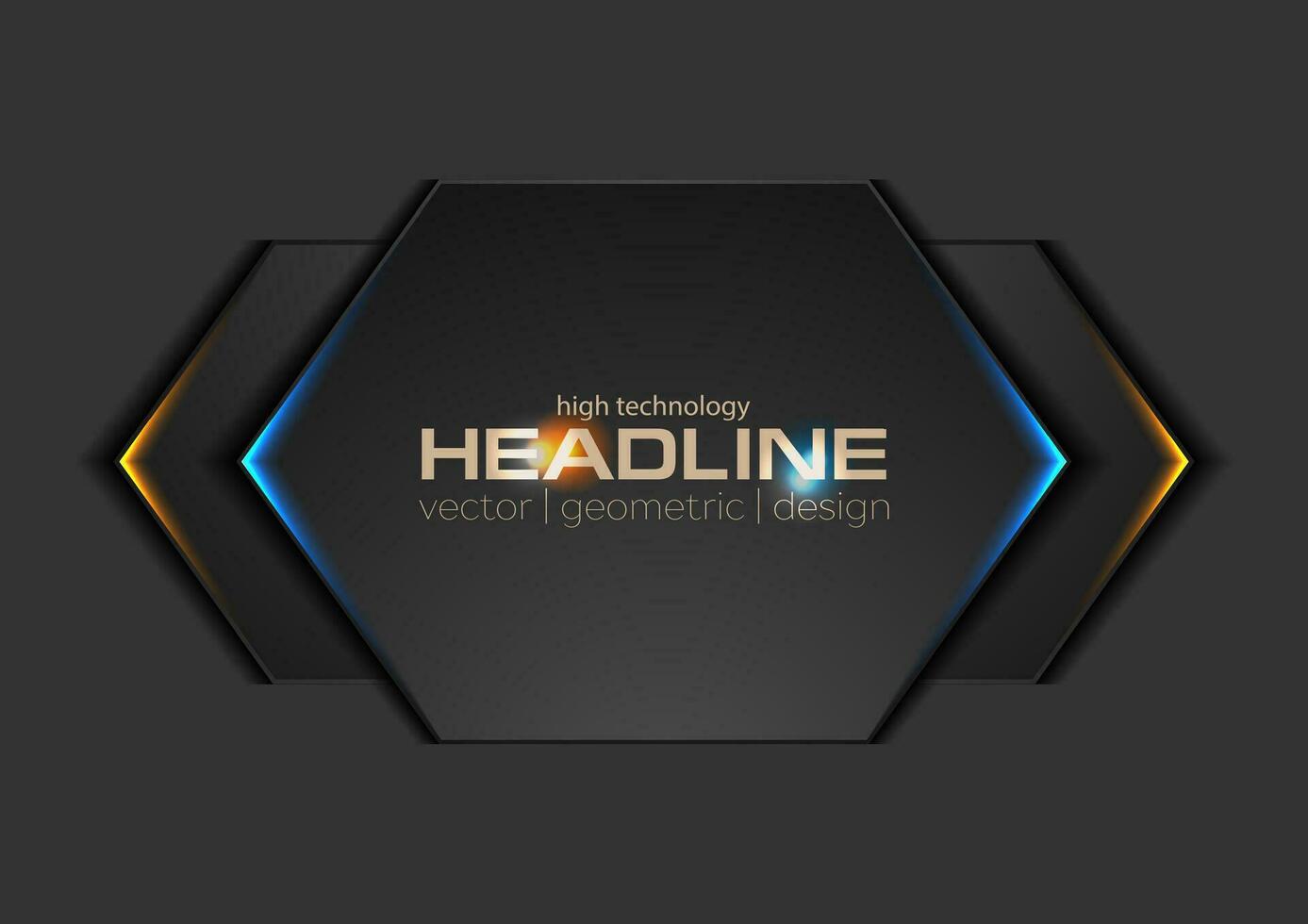 Abstract black geometric shapes with glowing lights vector