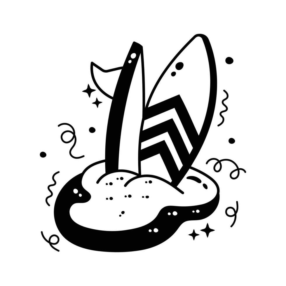 An amazing icon of surfboard in modern style, beach adventure vector