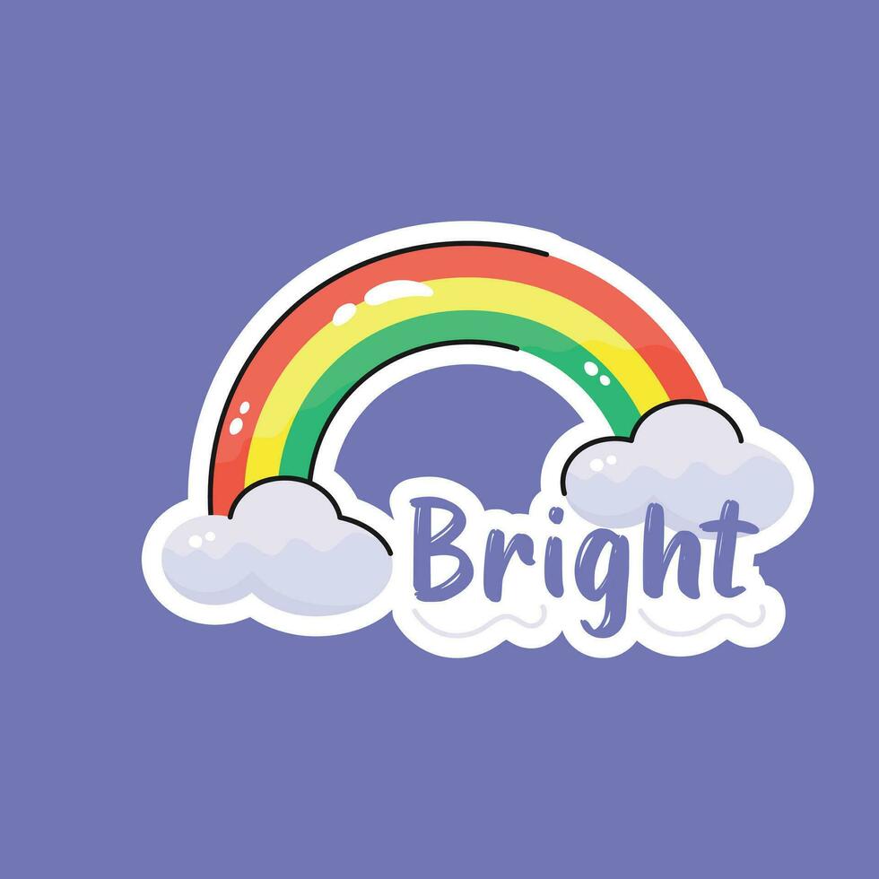 A beautiful hand drawn sticker of rainbow in trendy style, A meteorological phenomenon vector