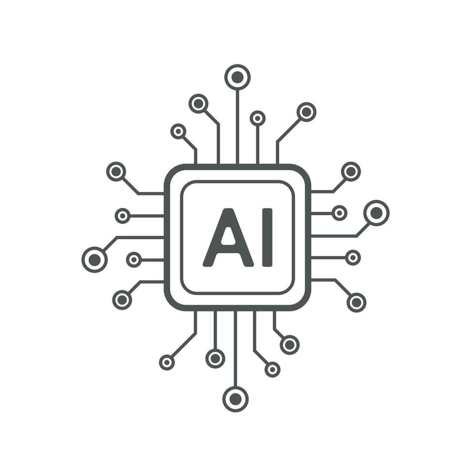 Artificial intelligence circuit line style. Machine learning design. Smart network digital technology. AI. Vector illustration