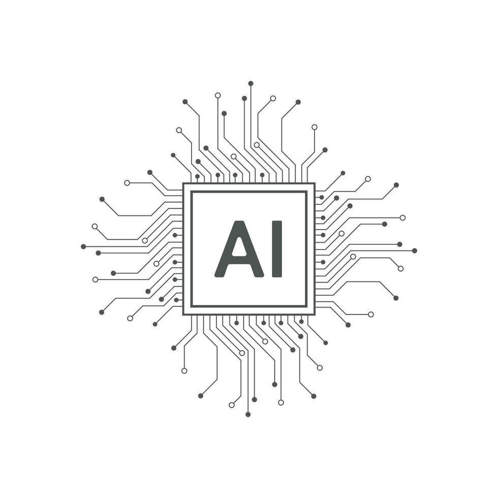 Artificial intelligence circuit line style. Machine learning design. Smart network digital technology. AI. Vector illustration