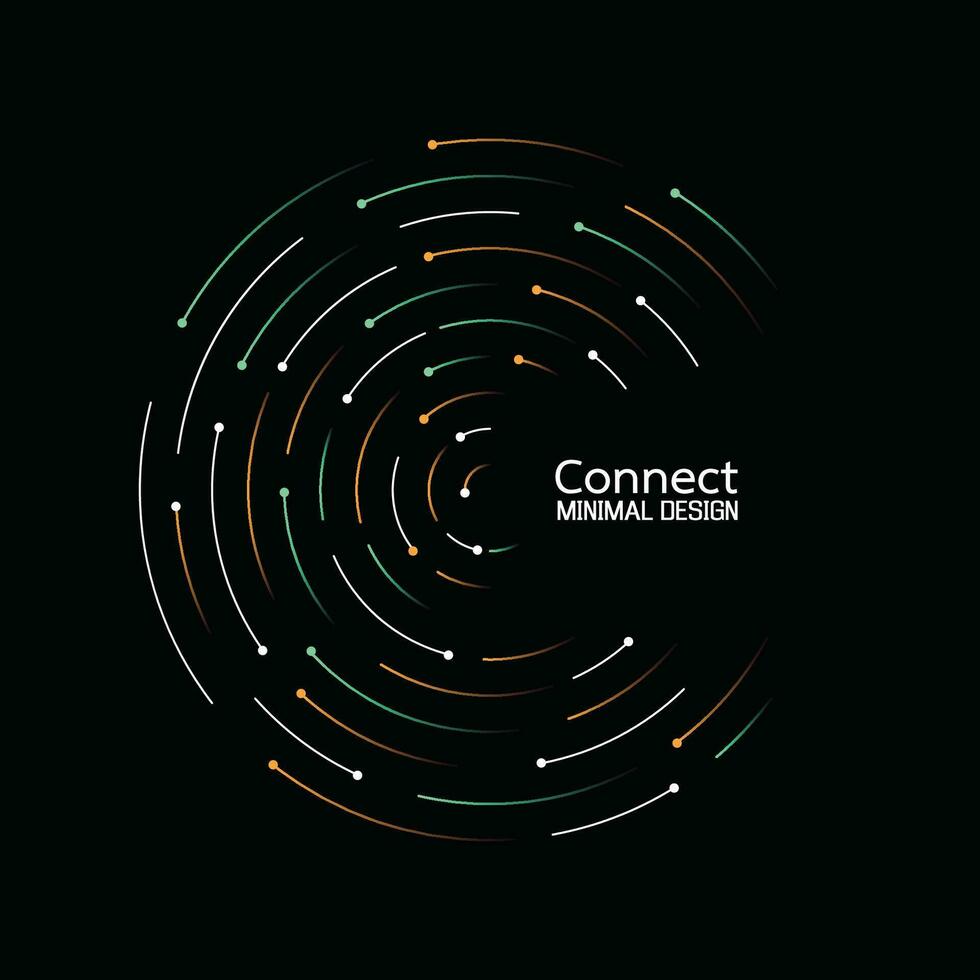 Data flow technology network connection. Abstract radial vortex circular trail background. Icon logo design. Vector background