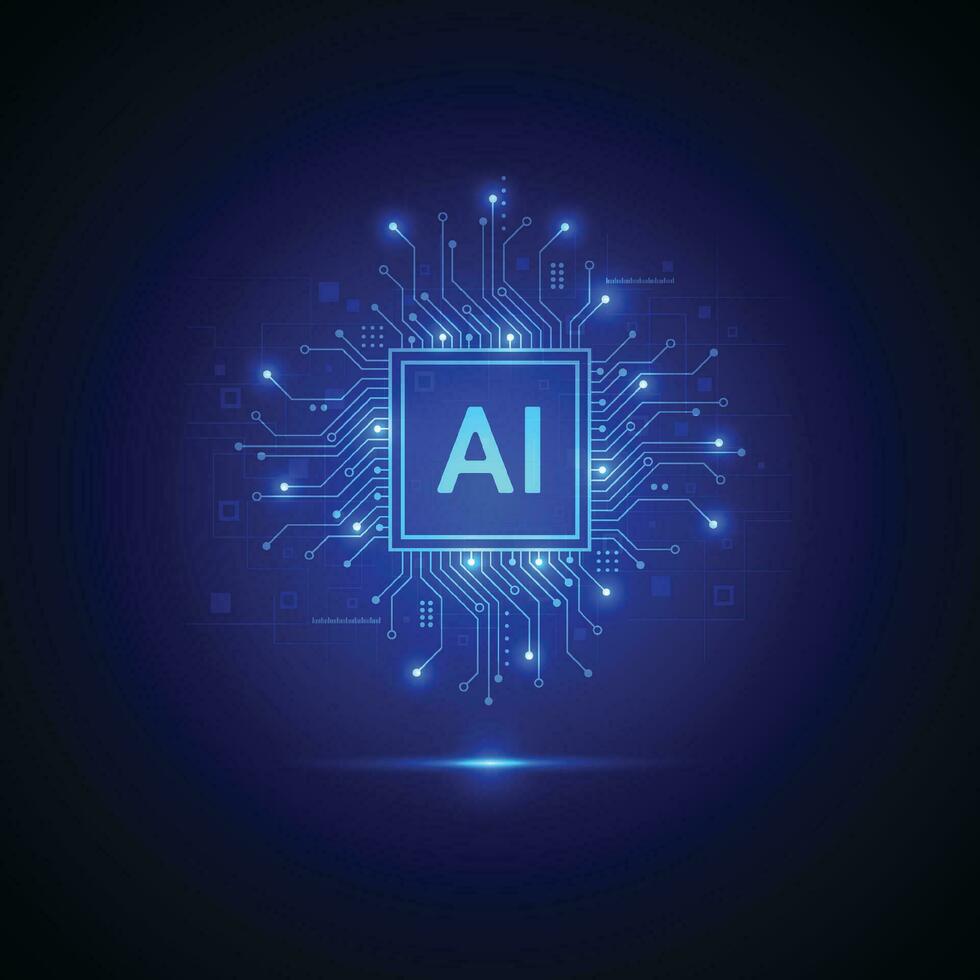Artificial intelligence circuit line style. Machine learning design. Smart network digital technology. AI. Vector illustration