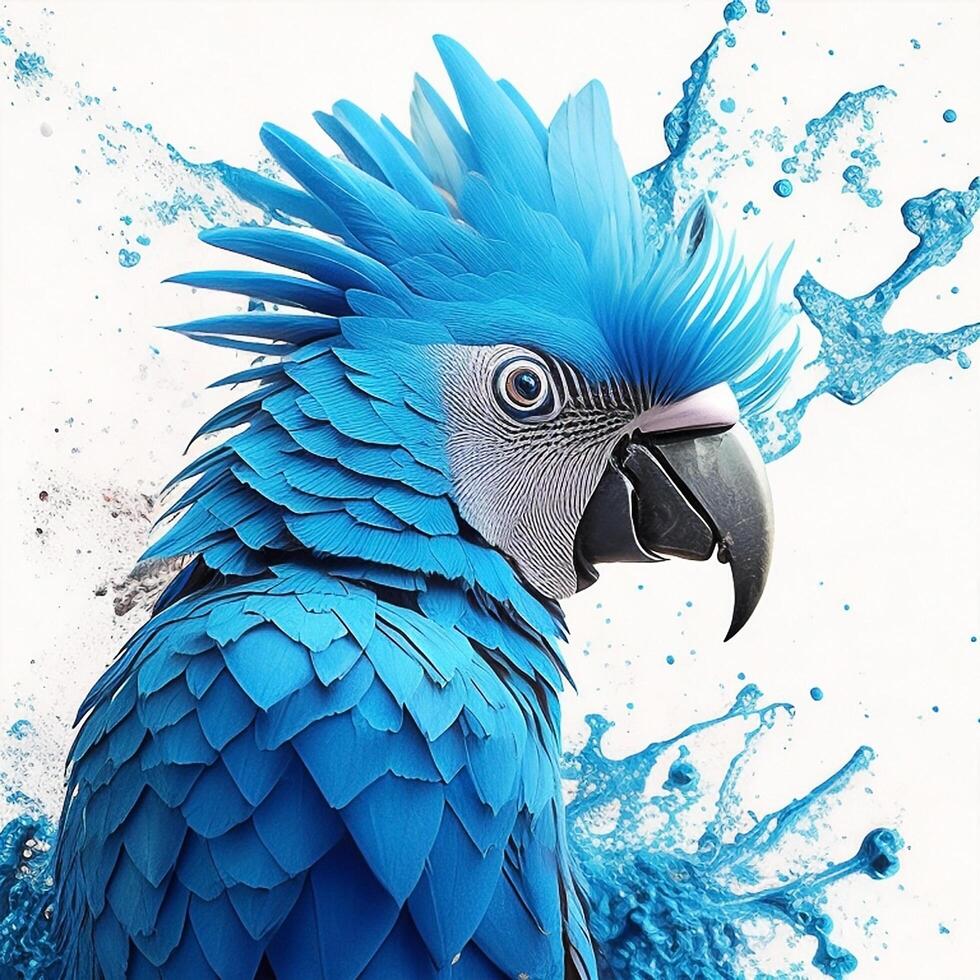 cockatoo bird image with splash art illustration, art photo