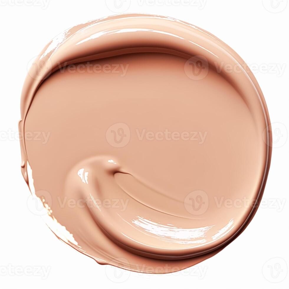 Beauty swatch and cosmetics texture, circle round beige liquid cosmetic foundation sample isolated on white background, photo