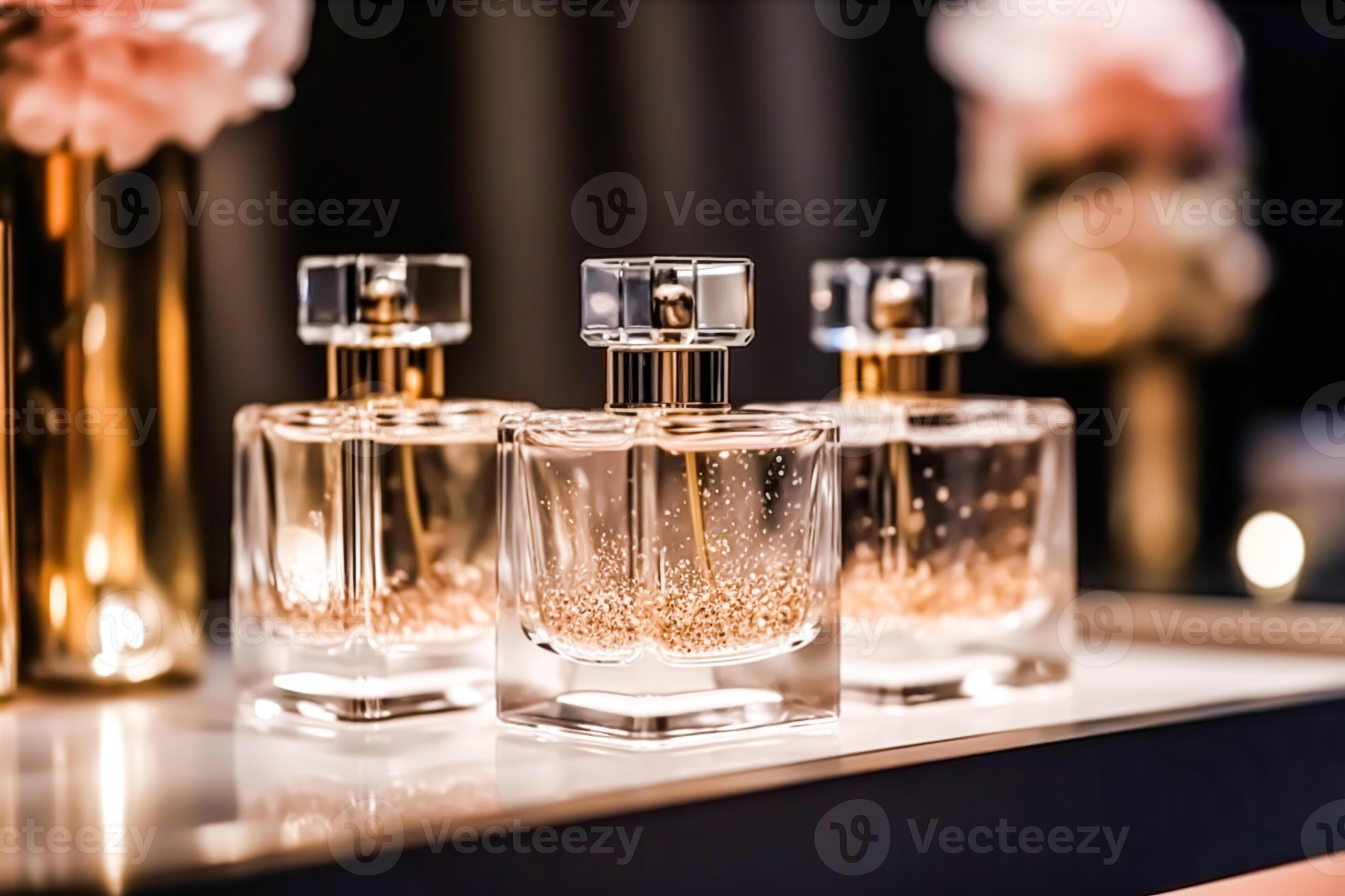 Luxury Perfume Bottles on Display at a Presentation, Women Fragrance Scent  New Exclusive Collection, Post-processed, Generative Ai Stock Illustration  - Illustration of display, boutique: 277927704