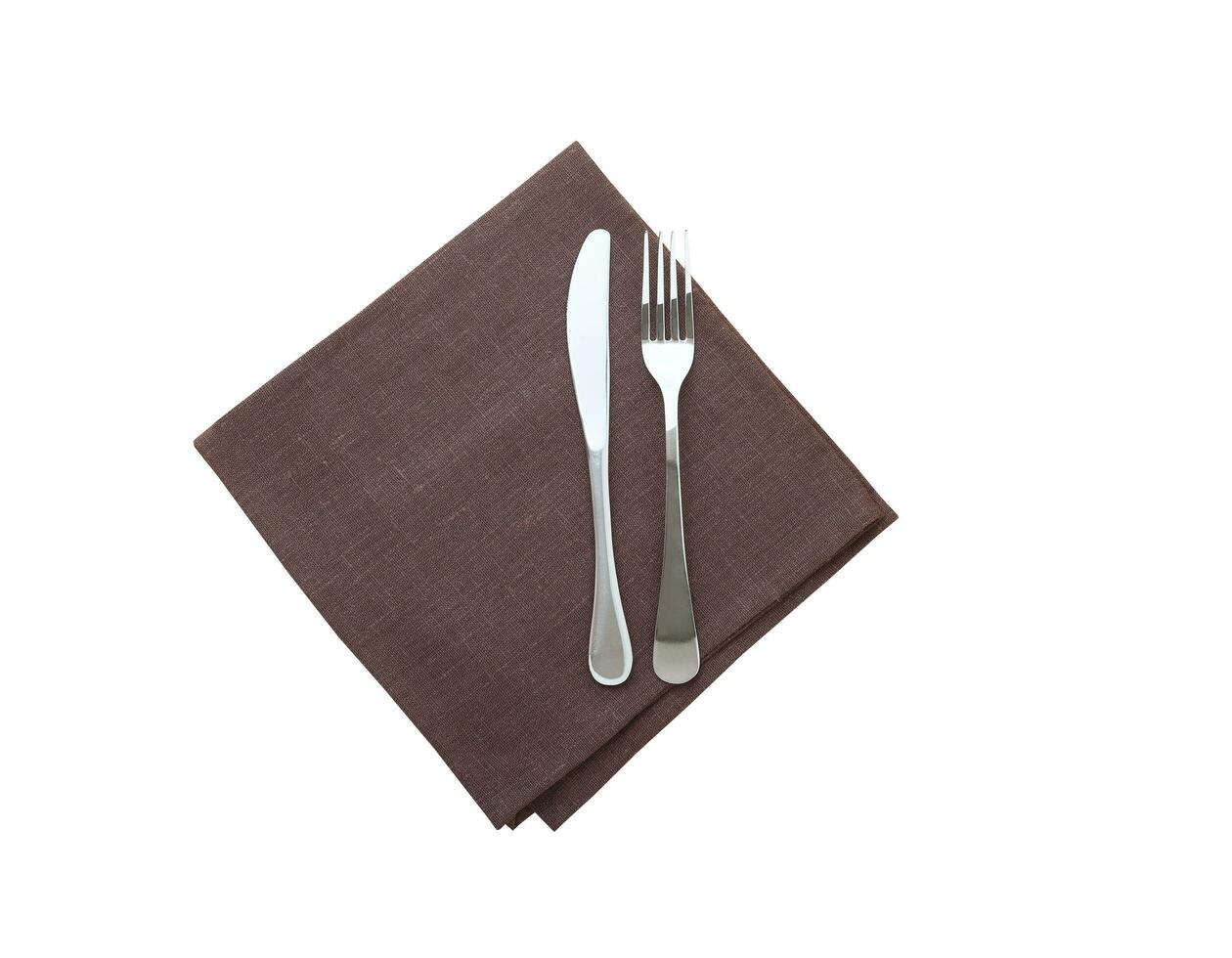 Linen napkin top view isolated on white photo