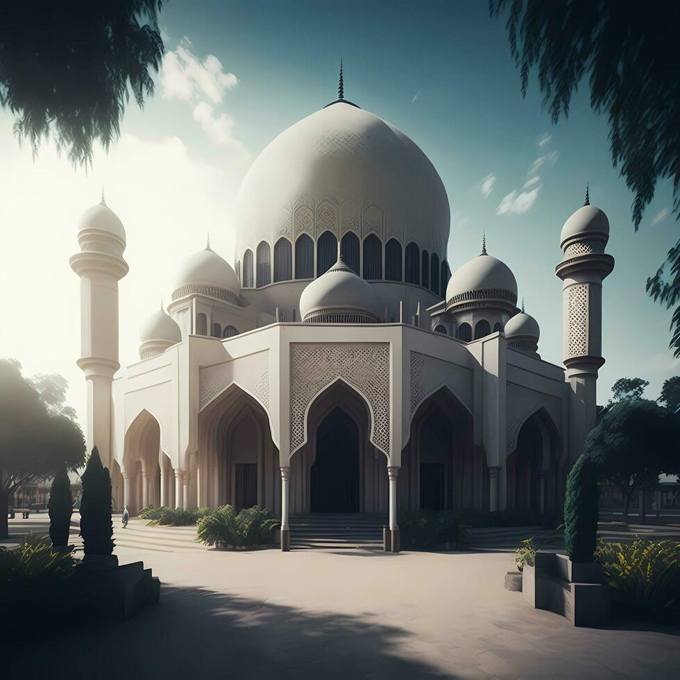 beautiful mosque art illustration, generative Ai art photo