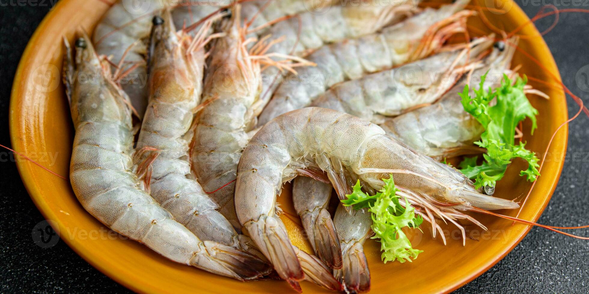 shrimp raw gambas fresh seafood prawn meal food snack on the table copy space food background rustic top view photo
