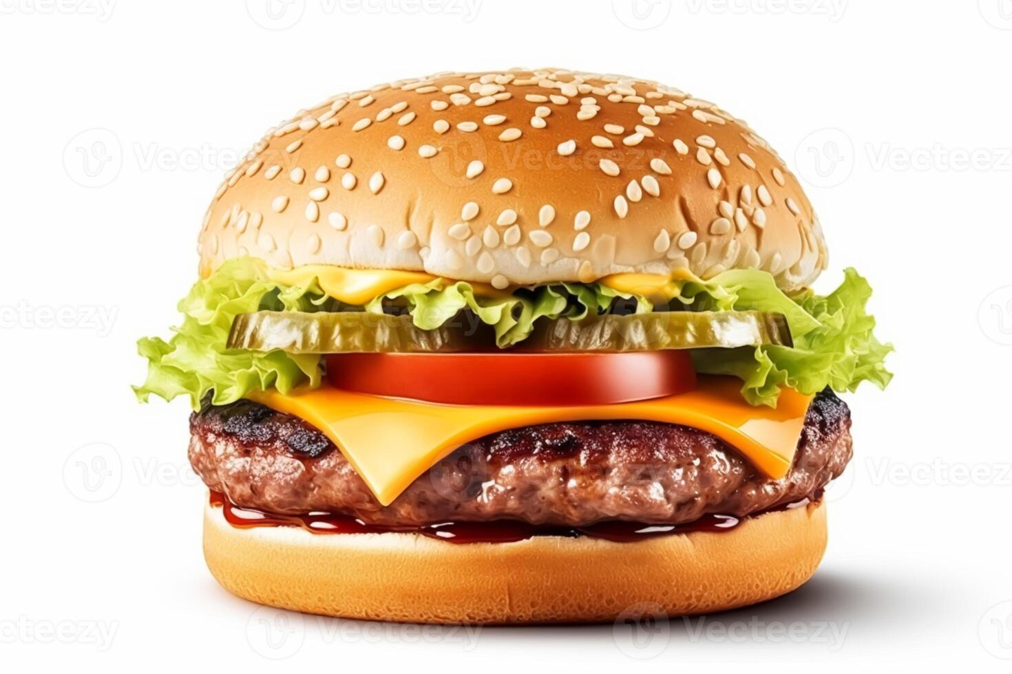 Perfecto hamburguesa con carne aislado en blanco fondo, posprocesado, generativo ai foto