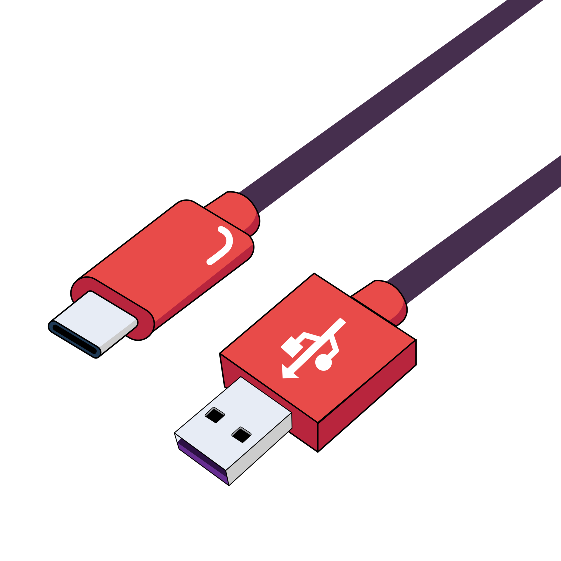 Pink colour type A usb cables to type C 25270206 PNG