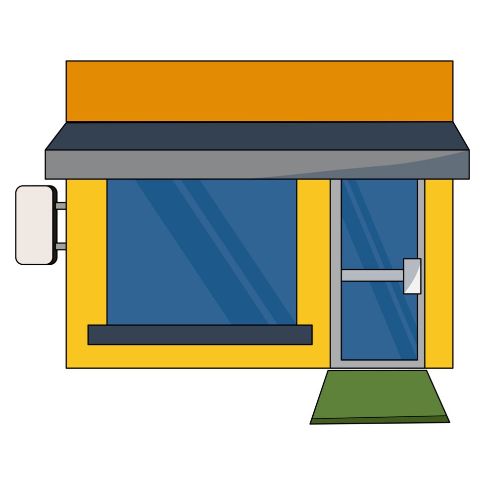 flat design restaurants and shops facade icons.Includes shop,newspaper,coffee shop,ice cream shop, flower shop,vegetable store,Laundry, barber,shoe repair, pharmacy,boutique,toy store. png