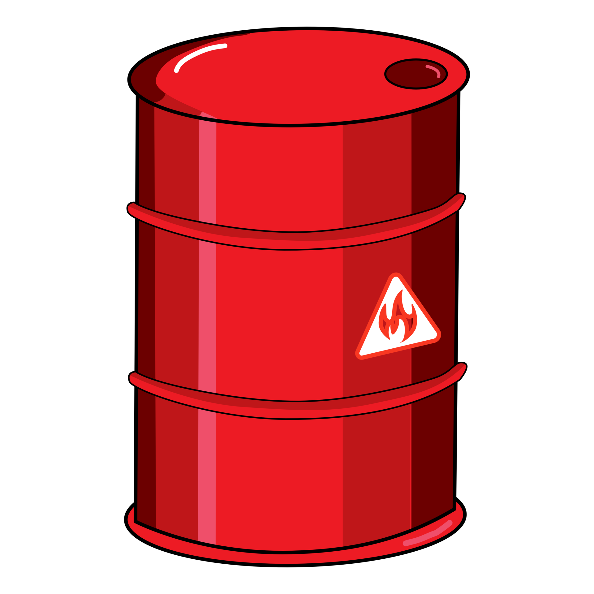 A 200 liter steel red drum mounted with flame sign. 25270213 PNG