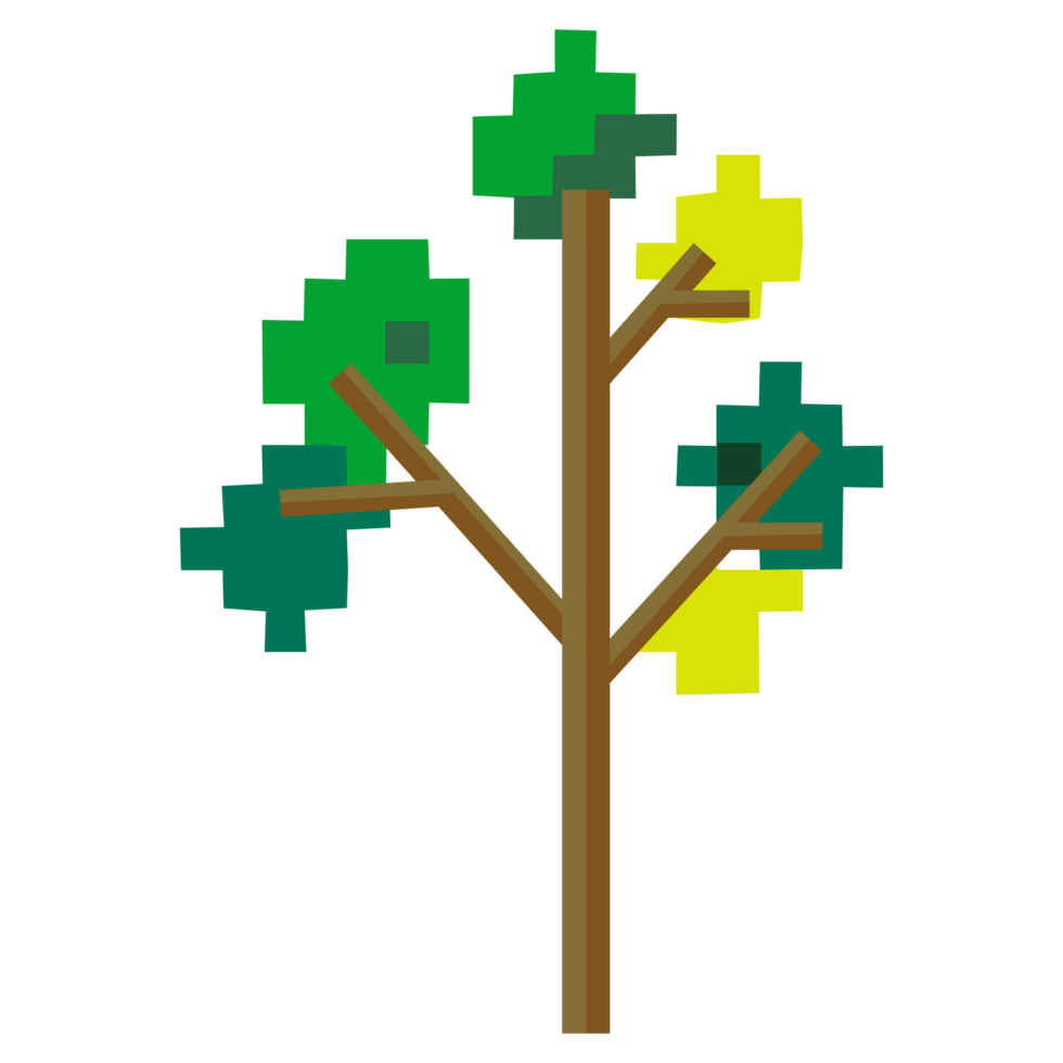 Green tree pixel cartoon png
