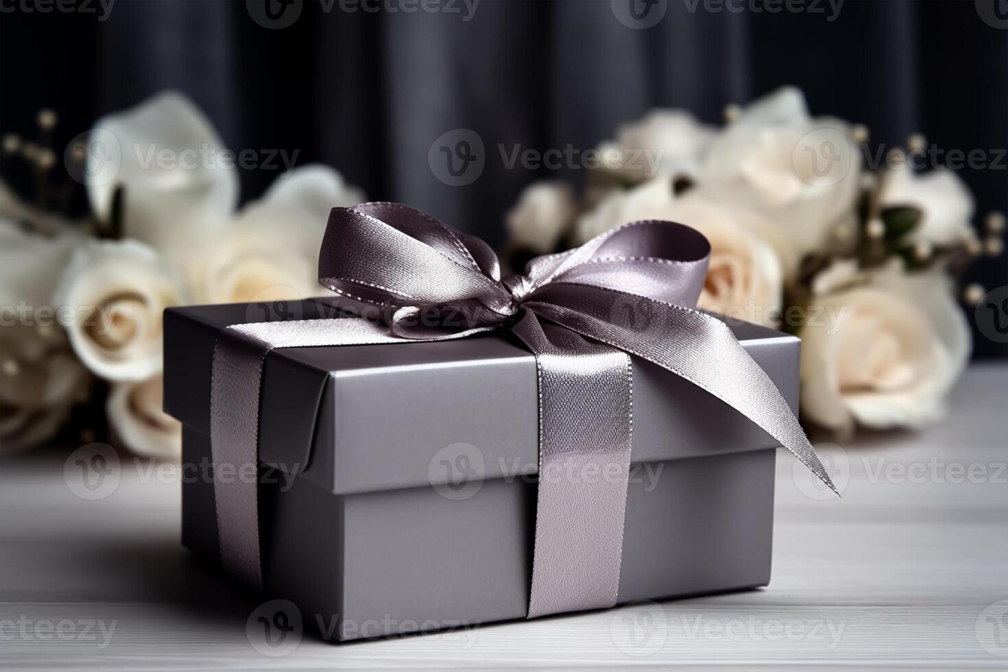 Gift box with flowers, Father's day concept background. photo