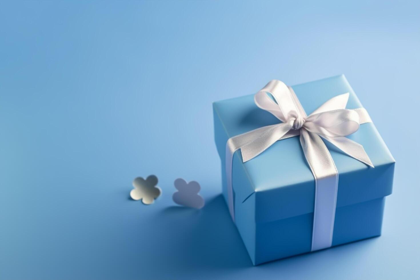 Blue gift box on blue background. Father's day concept.. photo