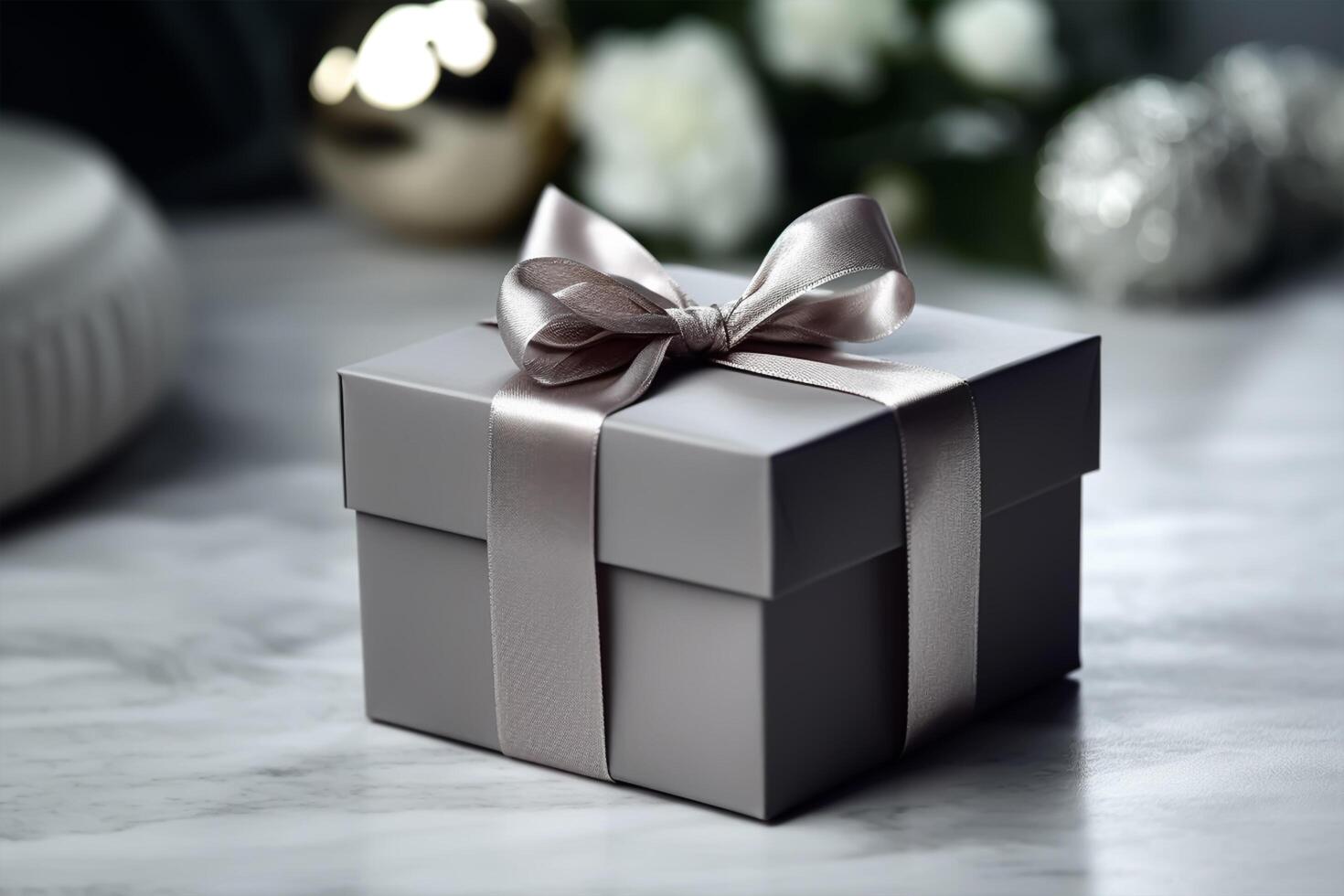 Gift box with flowers, Father's day concept background. photo