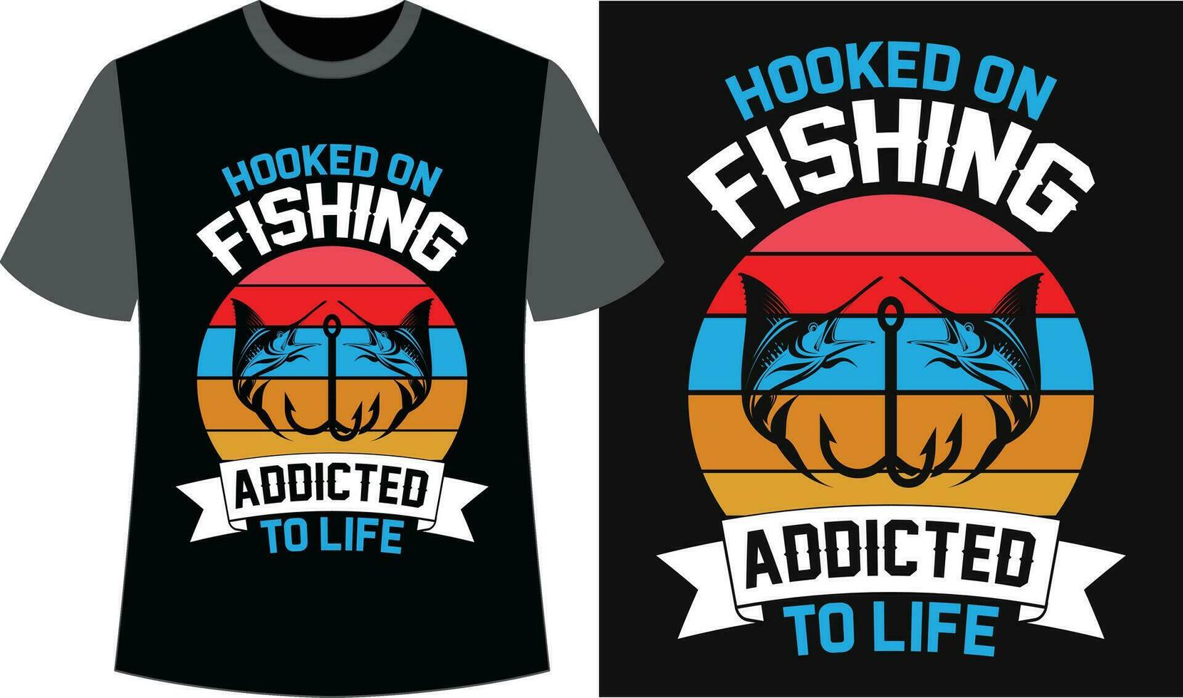 Fishing Black T-shirt Design Vector. Fishing Vector