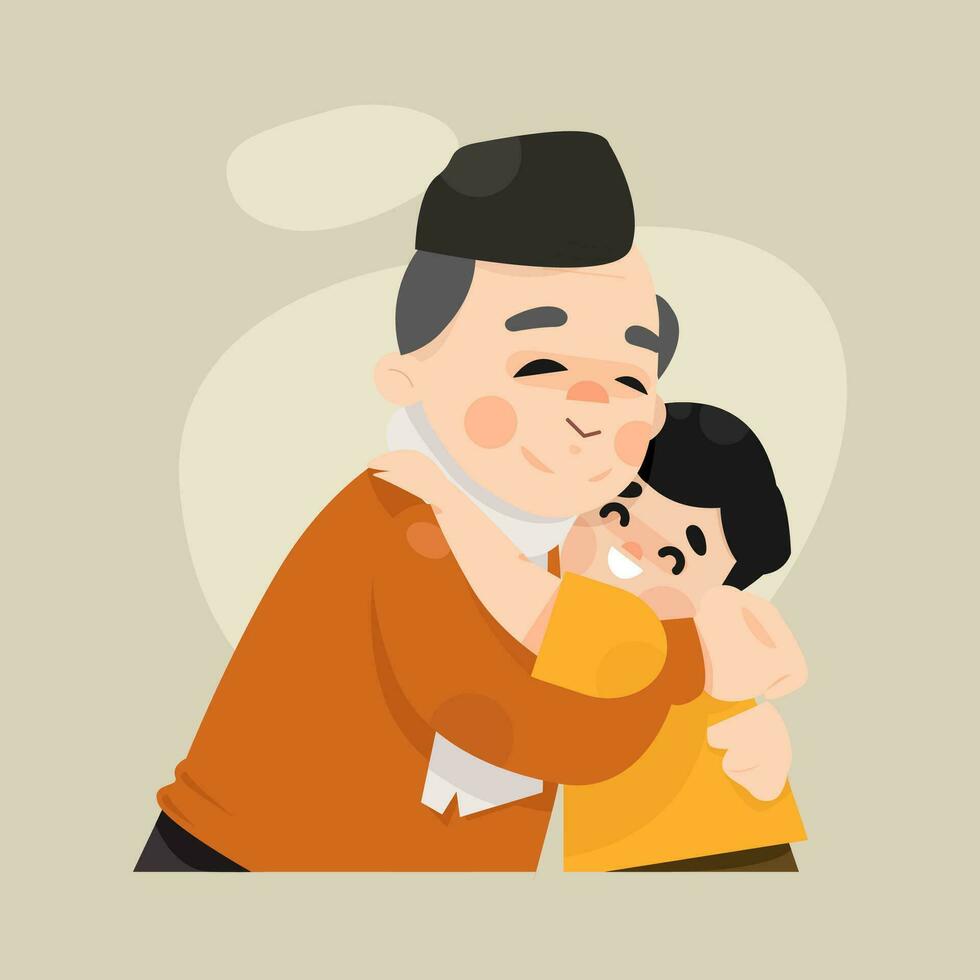 CARTOON HAPPY FAMILY WITH LOVED ONES vector
