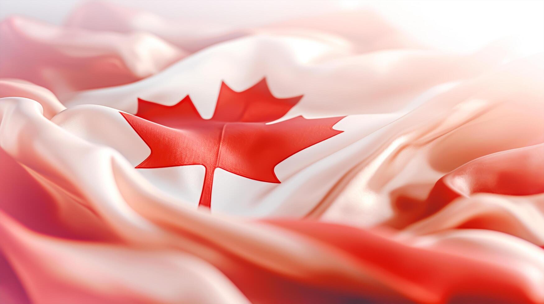 Happy Canada Day red silk maple leaf on white textured clothe. photo