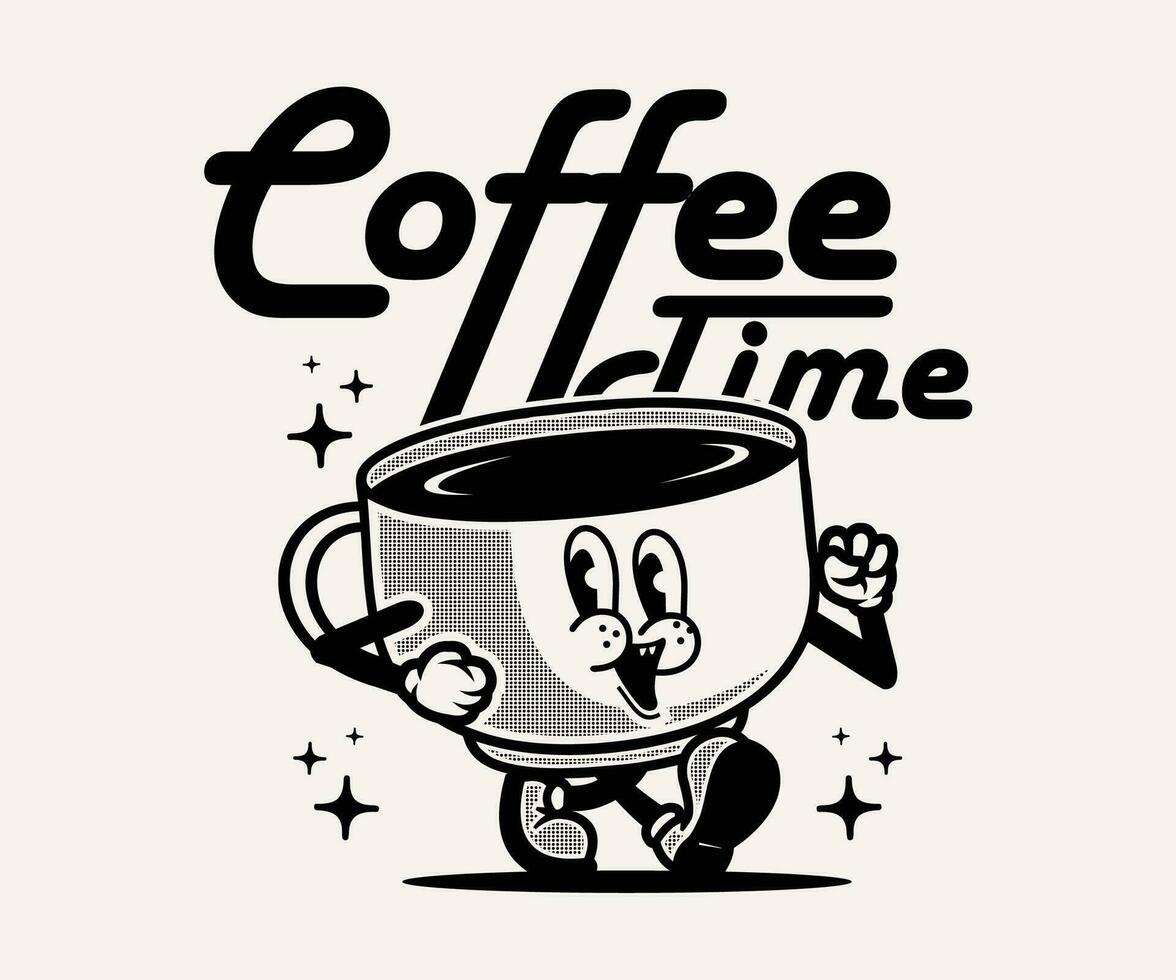 cartoon character of coffee Graphic Design for T shirt Street Wear and Urban Style vector