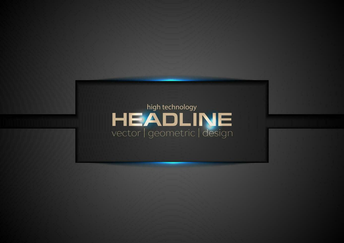 Black rectangle with blue neon light abstract background vector