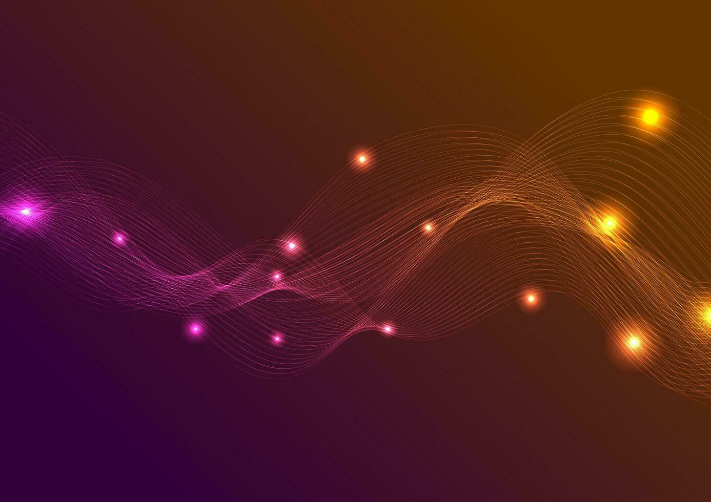 Orange purple glowing waves background vector