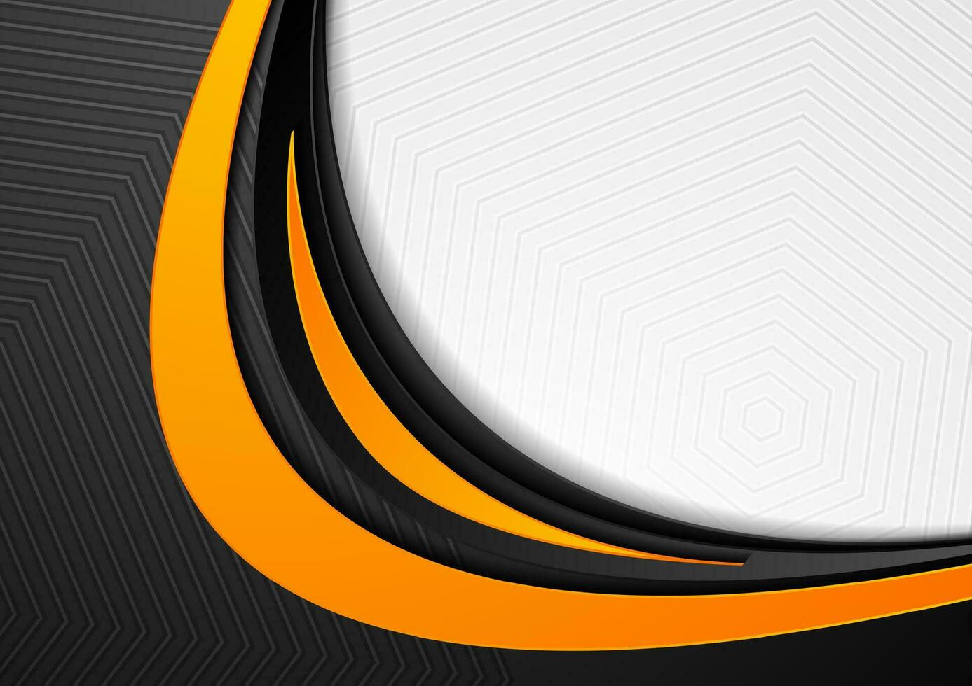 Abstract orange black grey wavy background vector