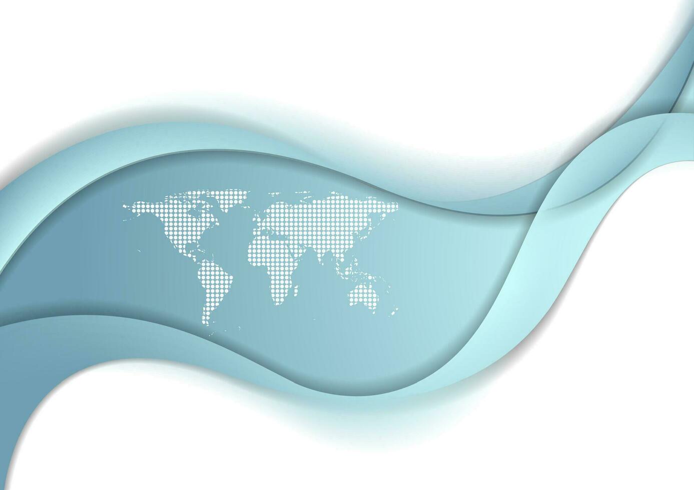 Abstract blue smooth waves amd map background vector