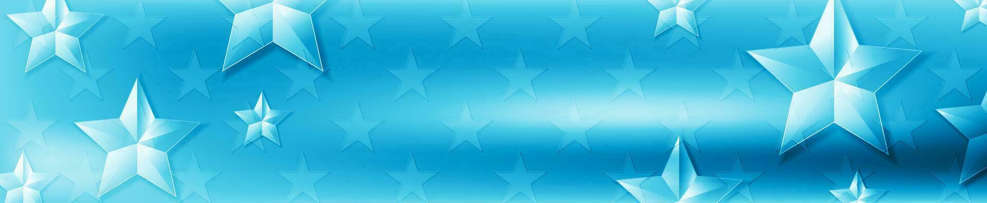 Blue web header design with glossy stars vector