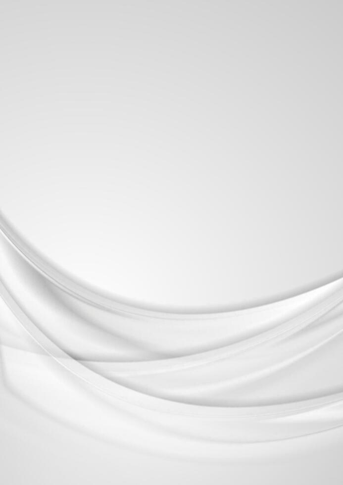 Grey smooth waves abstract flyer background vector