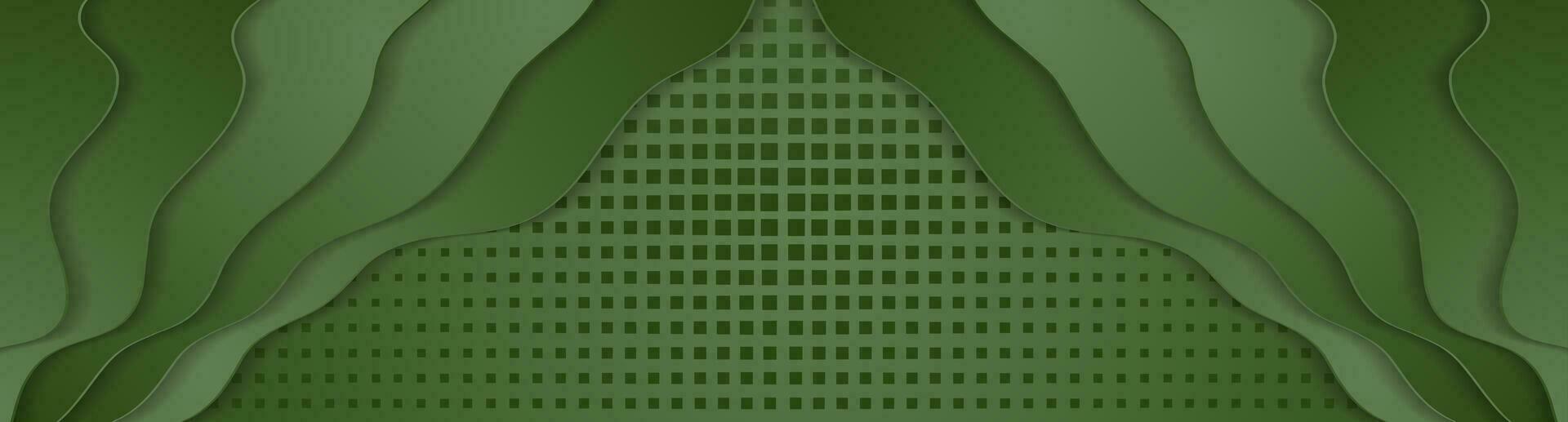 Green wavy background with squares texture vector