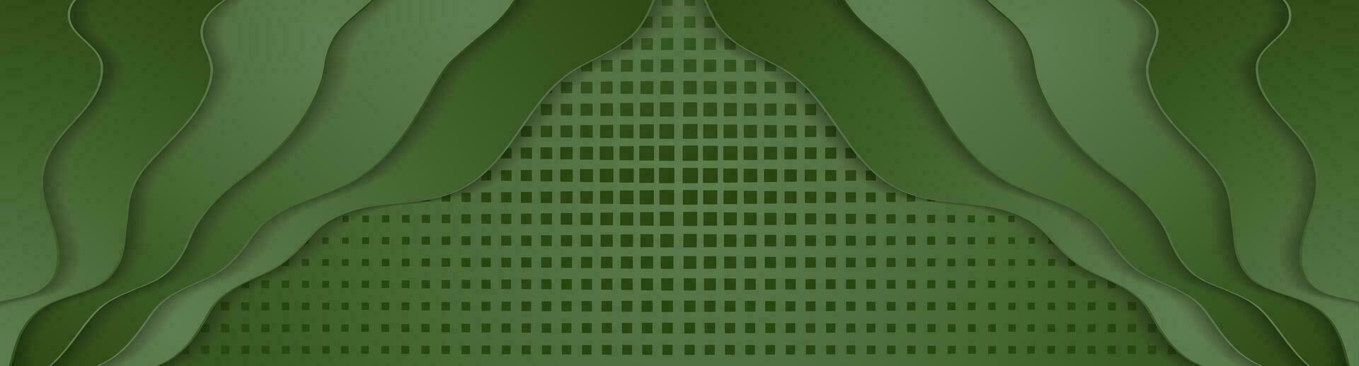 Green wavy background with squares texture vector