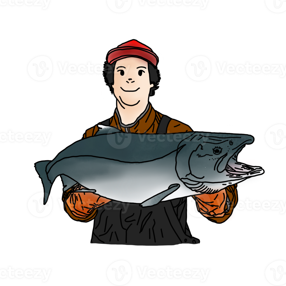 Fishermen with fish png
